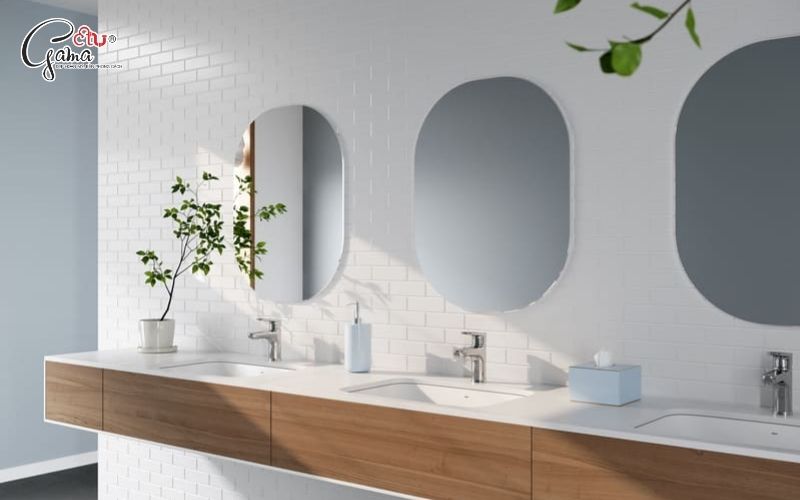 Lavabo âm bàn thiết kế gọn gàng lắp đặt dưới mặt đá