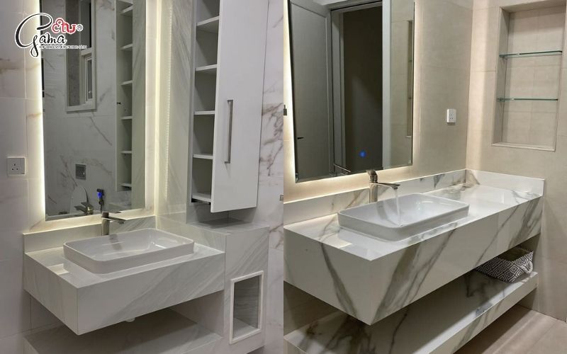 Hướng dẫn cách lắp đặt bàn đá chậu rửa mặt đúng kích thước