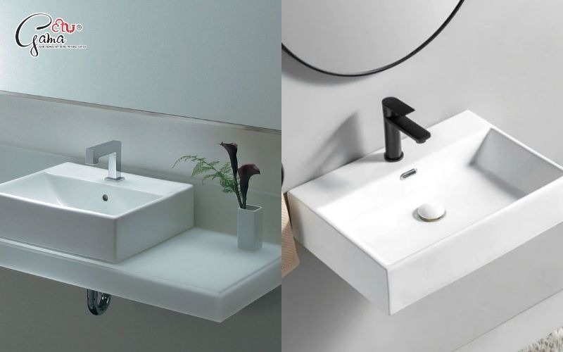 Lavabo vuông treo tường thông dụng
