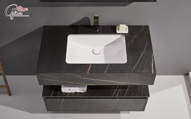 Mẫu bàn đá lavabo âm bàn cho căn hộ hiện đại