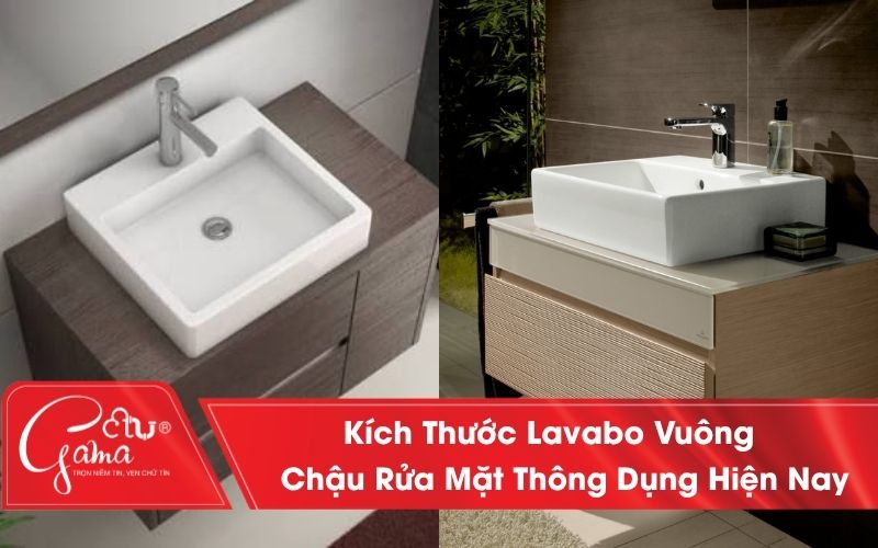 Kích thước lavabo vuông tiêu chuẩn hiện nay 