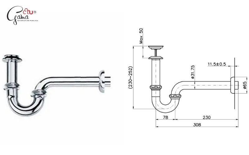 Kích thước đặt ống thoát lavabo