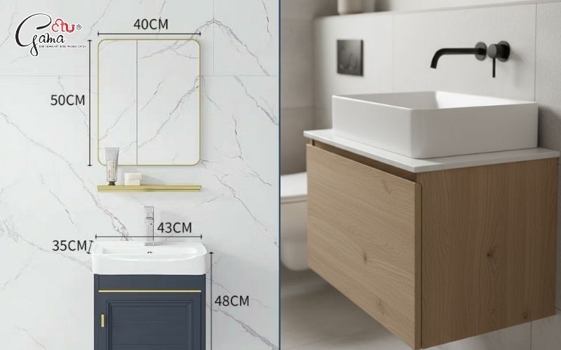 Kích thước tủ chậu rửa mặt nhỏ