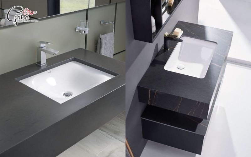 Chậu rửa mặt chữ nhật âm bàn gọn gàng