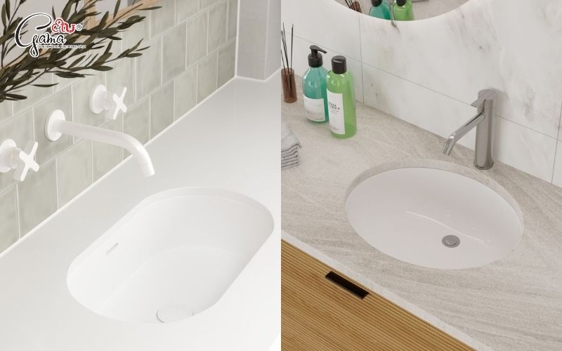 Lavabo âm bàn oval phong cách nhẹ nhàng