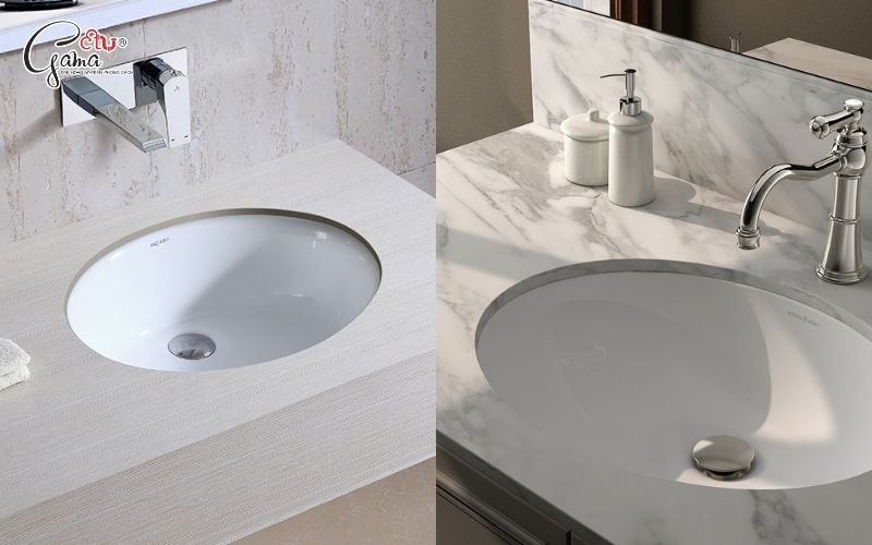 Lavabo oval tạo điểm nhấn phòng tắm