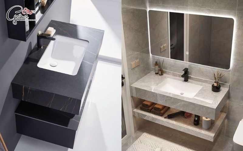Lavabo âm bàn kết hợp đá tự nhiên
