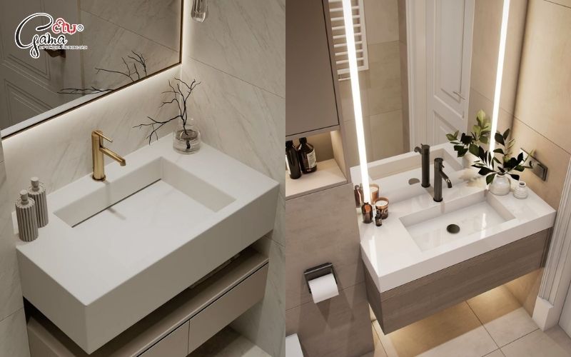 Chậu rửa âm bàn chữ nhật phòng tắm