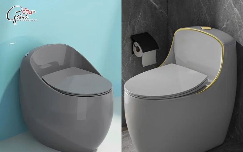 Thiết kế bồn cầu xám dáng trứng độc đáo