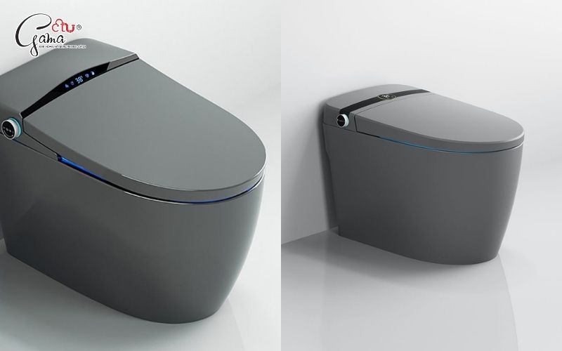 Bồn cầu màu xám điện tử tự động xả nước
