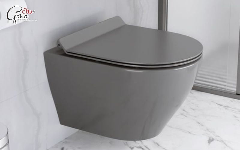 Bồn cầu màu xám 1 khối thiết kế hiện đại