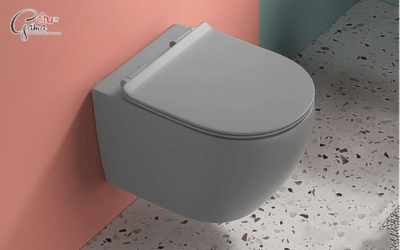 Mẫu bồn cầu xám 1 khối liền mạch sang trọng