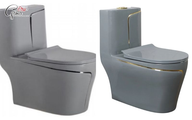 Bồn cầu liền khối màu xám phong cách cao cấp