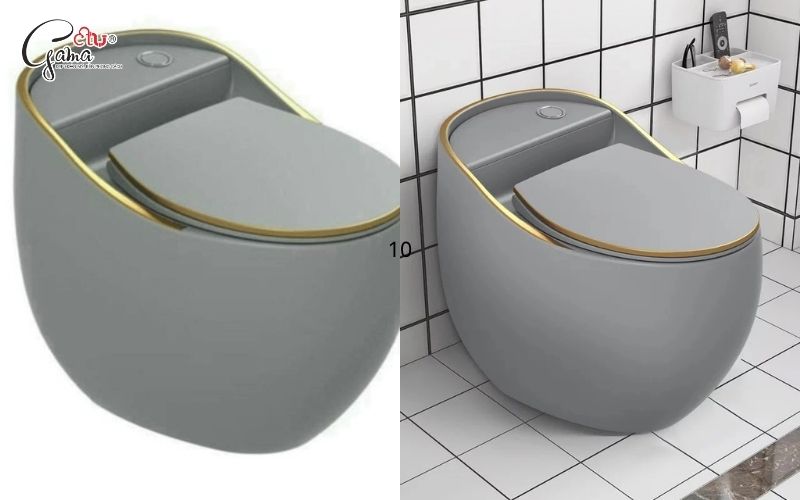 Bồn cầu xám dáng trứng phù hợp không gian nhỏ