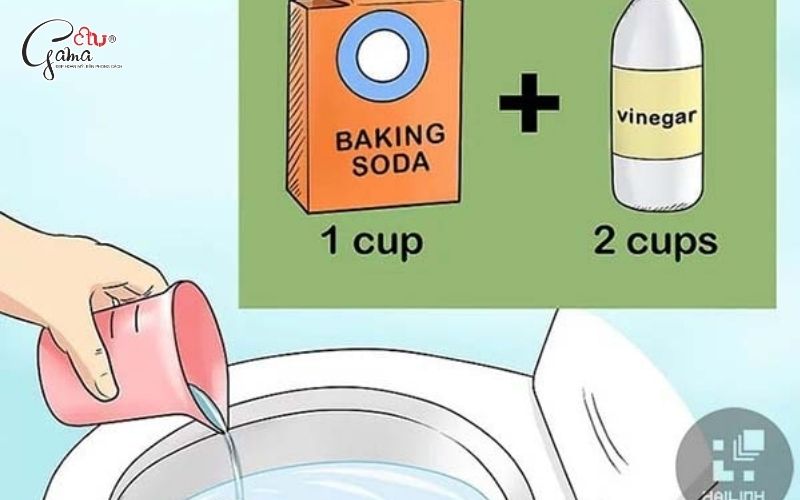 Dùng nước nóng và baking soda, giấm