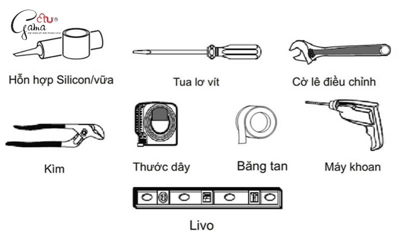 Chuẩn bị dụng cụ tháo lắp bồn cầu