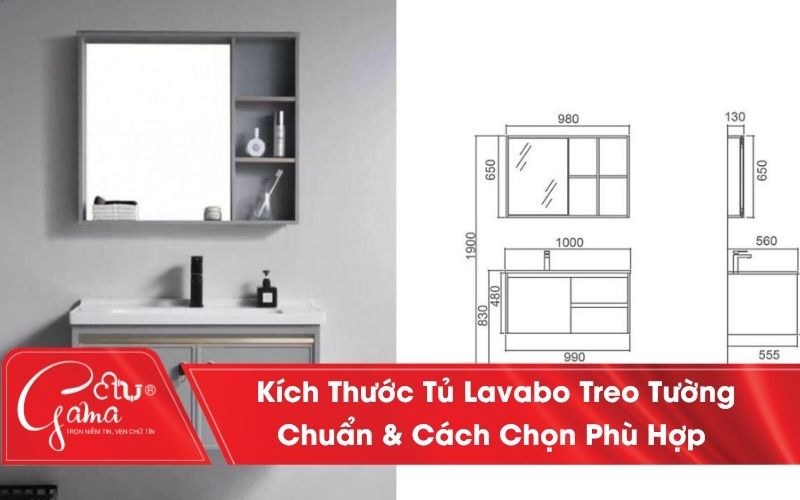 Kích thước tủ lavabo treo tường