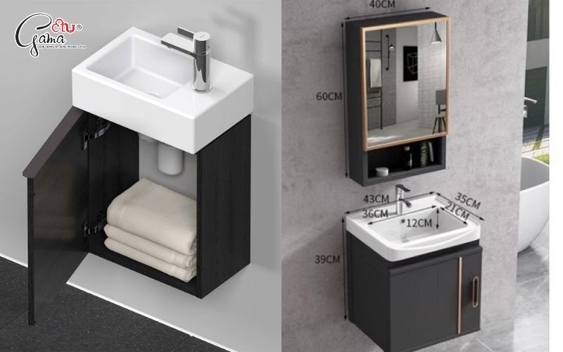Tủ lavabo treo tường kích thước nhỏ (40 – 60cm)