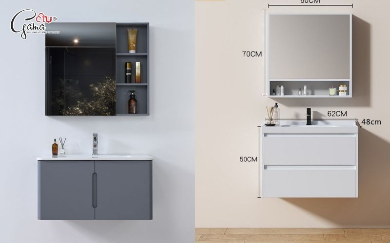 Tủ lavabo treo tường kích thước trung bình (60 – 80cm)