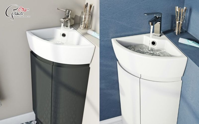 Chậu rửa mặt góc phong cách hiện đại