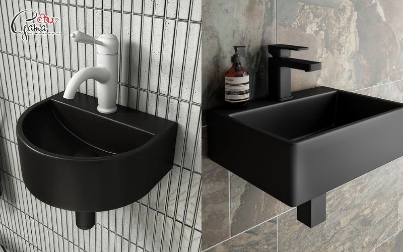 Lavabo đen treo tường cho phòng tắm nhỏ