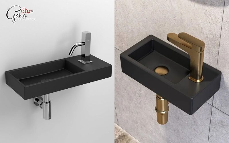 Chậu lavabo treo tường màu đen hiện đại
