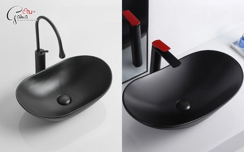 Lavabo đặt bàn màu đen phong cách hiện đại