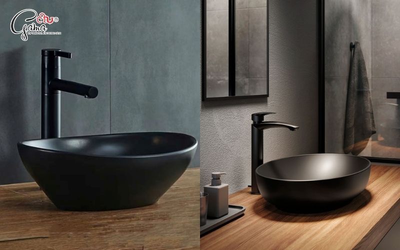 Lavabo đen đặt bàn thiết kế sang trọng