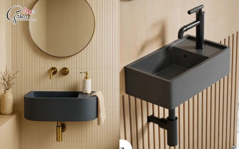 Lavabo treo tường màu đen tiết kiệm diện tích