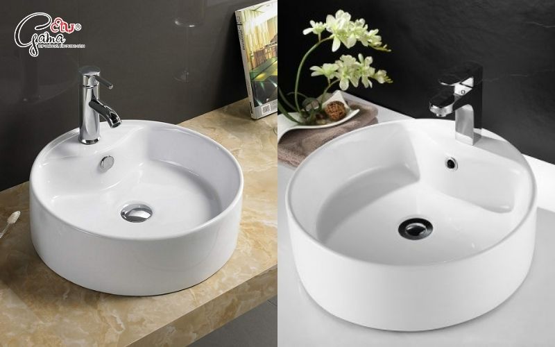 Chậu rửa đặt nổi trên bàn đá