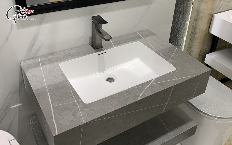 Bàn đá lavabo âm bàn thiết kế liền mạch