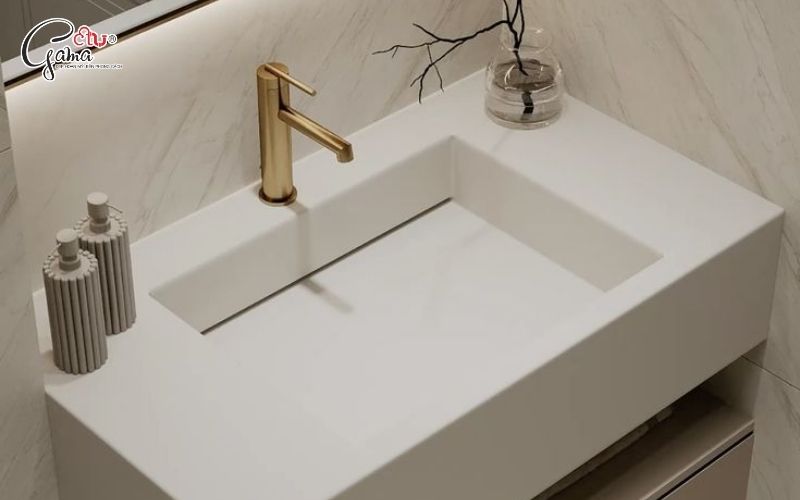 Bàn đá 1 tầng lavabo phong cách tinh giản