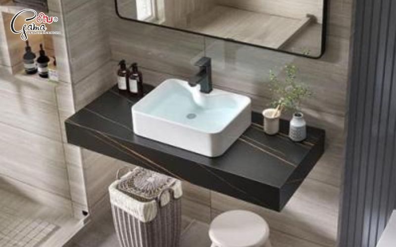 Mẫu bàn đá lavabo 1 tầng tối giản