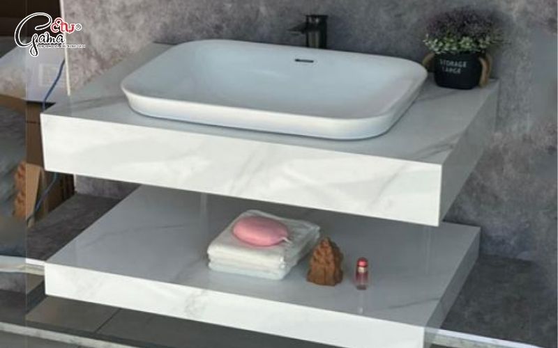 Bàn đá 2 tầng lavabo hiện đại tiện dụng