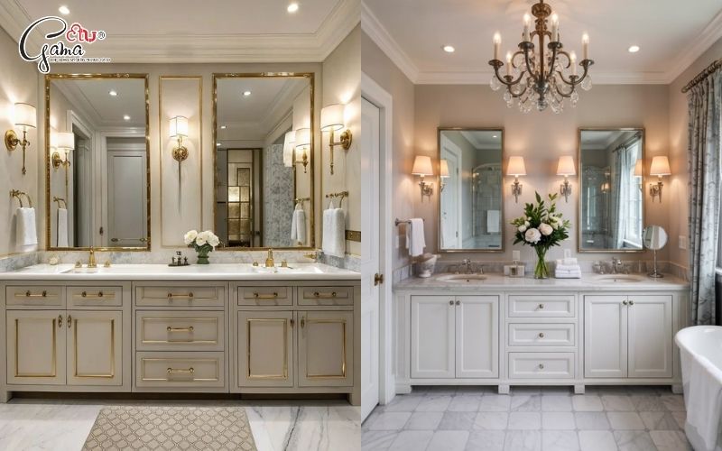 Mẫu tủ lavabo sang trọng kích thước lớn cho phòng tắm rộng