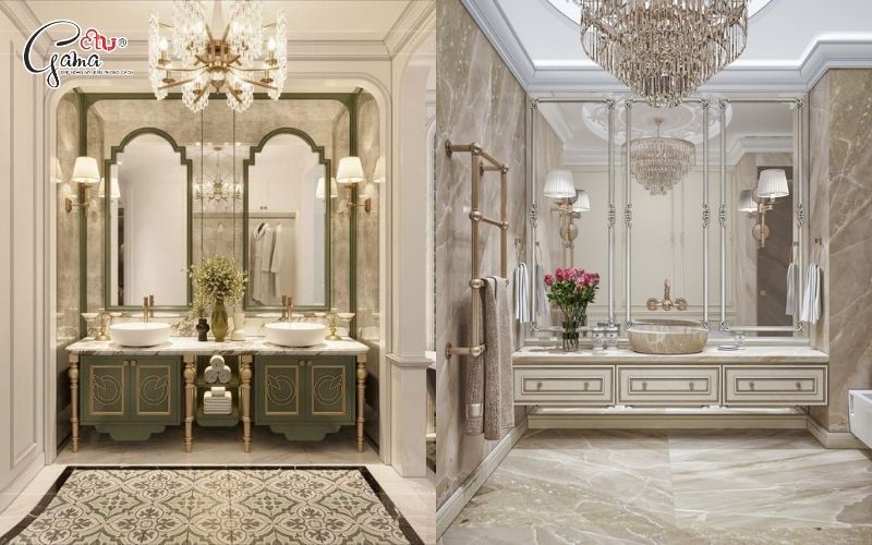 Tủ lavabo tân cổ điển cao cấp thiết kế dành cho biệt thự
