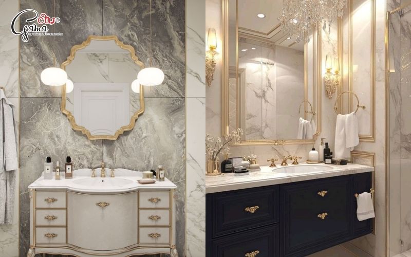 Mẫu tủ lavabo có gương LED hiện đại, ánh sáng dịu nhẹ