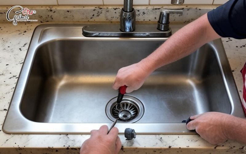 Đặt chậu rửa vào vị trí